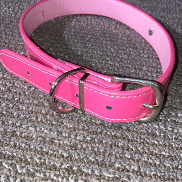 Pink & silver dog collar adjustable from 22”-26”